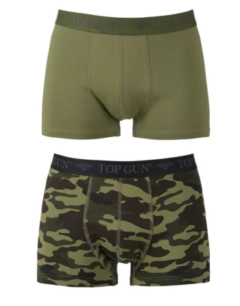 TOP GUN - Boxer Shorts, 2 pak, Oliven/Camoflage