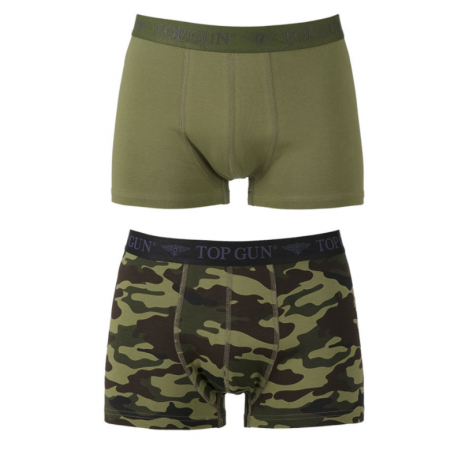 TOP GUN - Boxer Shorts, 2 pak, Oliven/Camoflage