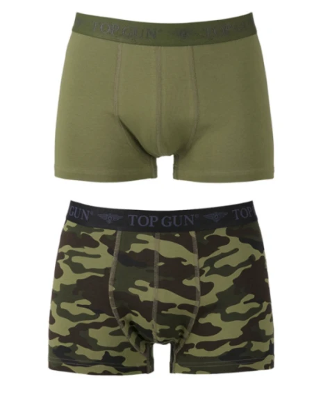 TOP GUN - Boxer Shorts, 2 pak, Oliven/Camoflage