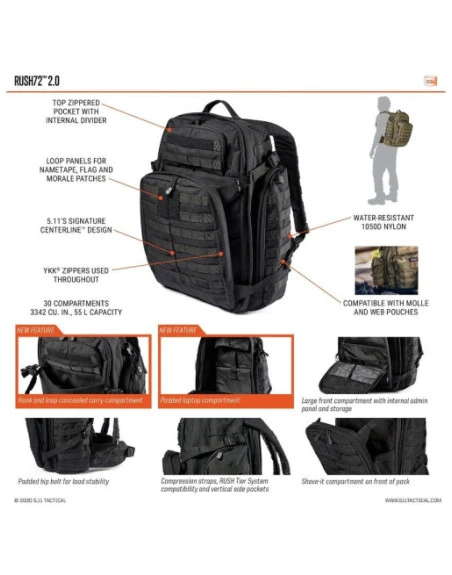 5.11 RUSH72™ 2.0 BACKPACK 55L