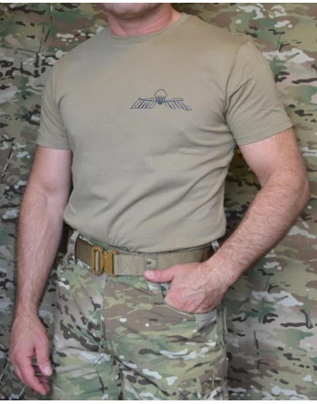 ParaWings T-shirt i MTS-Khaki, lille sort hollandsk vinge på bryst