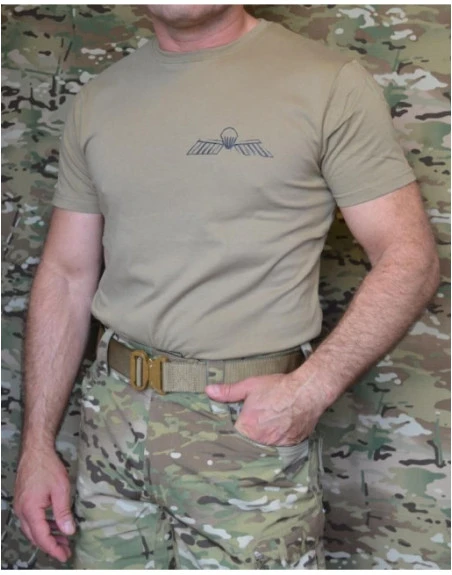 ParaWings T-shirt in khaki, Small Dutch Parawing on chest