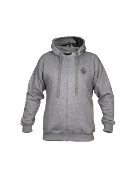 Zip-Hoodie, Grå med regiments tryk på bryst