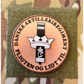 Danske Artilleriregiment, Khaki/sort, Rundt PVC mærke på velcro - 2. Sortering