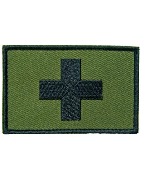 Røde kors mærke 8x5 - oliven/sort på velcro