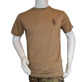 LANCER T-shirt i MTS-Khaki, m. Føringsstøtteregimentets Regimentsmærke trykt på brystet
