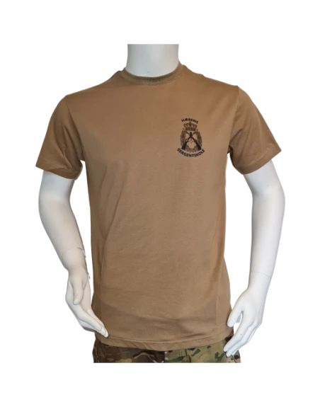 LANCER T-shirt i MTS-Khaki, m. Hærens Sergentskoles enhedsmærke trykt på brystet