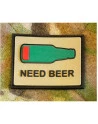 NEED BEER, Flaske, PVC med Velcro (6,5x5cm)