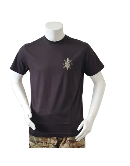 LANCER T-shirt, Sort m. Føringsstøtteregimentets Regimentsmærke trykt på brystet