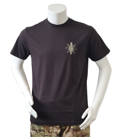 LANCER T-shirt, Sort m. Føringsstøtteregimentets Regimentsmærke trykt på brystet