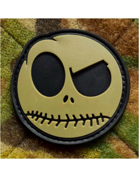 Nightmare Smiley, Oliven, Rundt PVC med Velcro