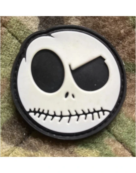 Nightmare Smiley, Rundt PVC med Velcro, Selvlysende (2. sortering)