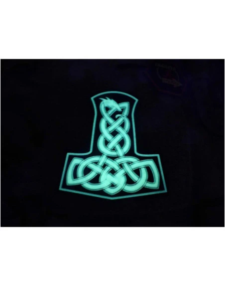 Thors Hammer med drage, PVC-Patch, Sort/Glow