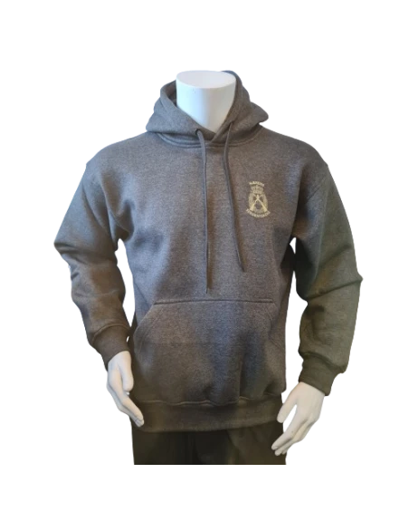 Lancer - Hoodie u/zip, Mørkegrå med HÆRENS SERGENTSKOLE tryk på ryg