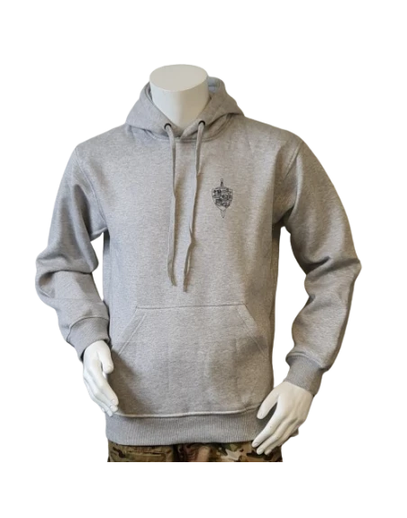Lancer - Hoodie u/zip, Grå med SLESVIGSKE FODREGIMENT tryk på ryg