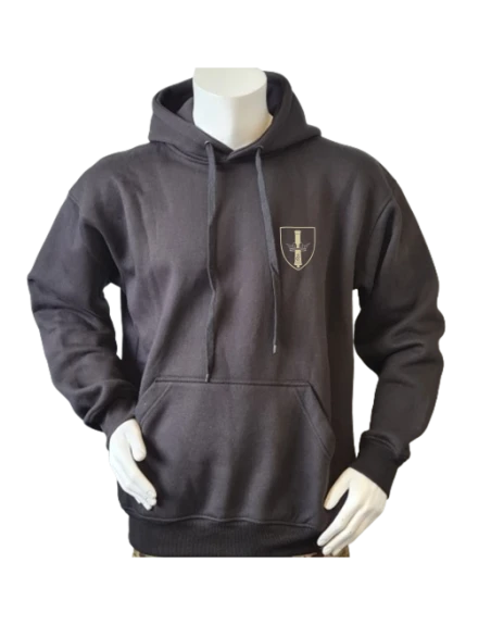 Lancer - Hoodie u/zip, Sort med DANSKE ARTILLERIREGIMENT tryk på ryg