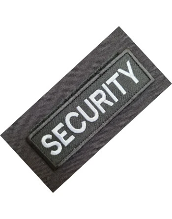 SECURITY ærmemærke, Sort/Hvid på velcro