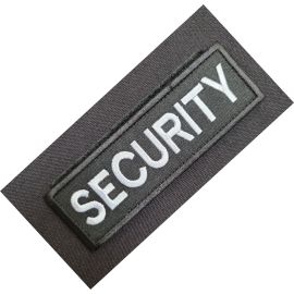 SECURITY mærke (14x4,5), Sort/Hvid på velcro