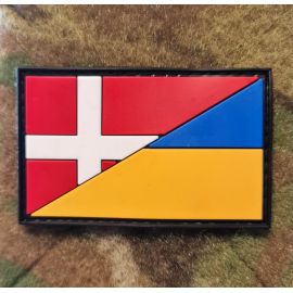 Danmark/Ukraine flag, PVC mærke med Velcro