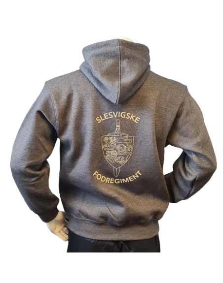 Lancer - Hoodie u/zip, Mørkegrå med SLESVIGSKE FODREGIMENT tryk på ryg