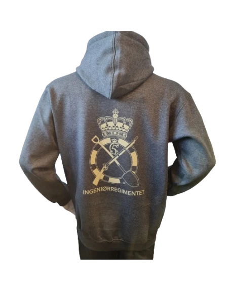 Lancer - Hoodie u/zip, Mørkegrå med INGENIØRREGIMENTET tryk på ryg