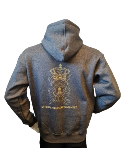 Lancer - Hoodie u/zip, Mørkegrå med EFTERRETNINGSREGIMENTET tryk på ryg