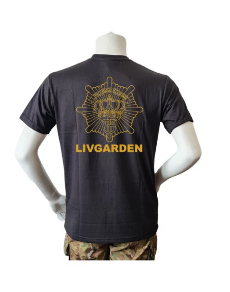 LANCER - T-shirt, Sort m. Den Kgl. Livgardes Regimentsmærke trykt på brystet