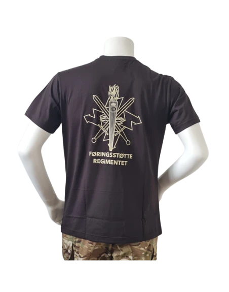 LANCER T-shirt, Sort m. Føringsstøtteregimentets Regimentsmærke trykt på brystet