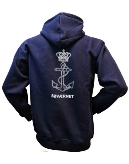Lancer Hoodie med Søværnets Emblem, trykt på ryg, Marineblå