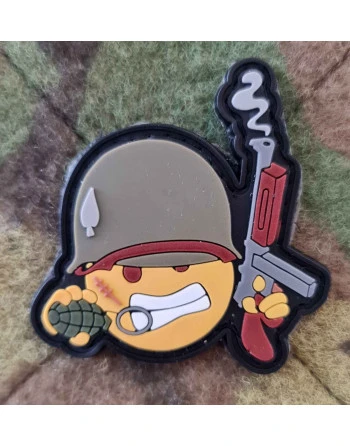 Combat Soldier Smiley, PVC mærke på Velcro
