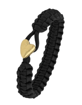 From Soldier To Soldier - Black bracelet, gilded silver heart lock