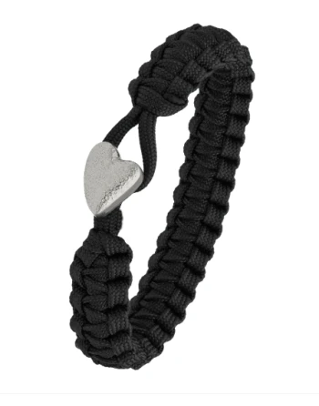 From Soldier To Soldier - Black bracelet, silver heart lock