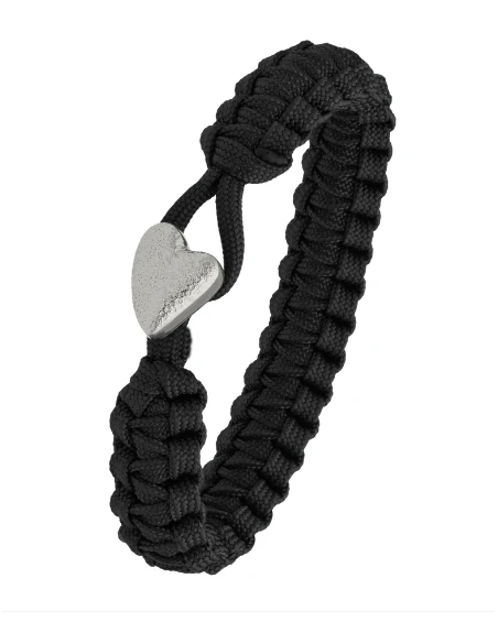 From Soldier To Soldier - Armbånd, sort med sølv hjerte