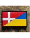 Danmark/Ukraine flag, PVC mærke med Velcro
