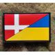 Danmark/Ukraine flag, PVC mærke med Velcro