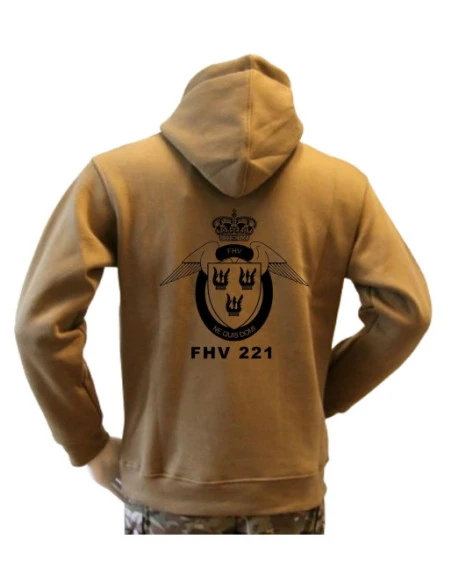 Lancer Hoodie, Coyote med FHV 221, tryk på ryg