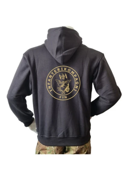 Lancer Hoodie, Sort med Infanterikompagni Fyn tryk på ryg