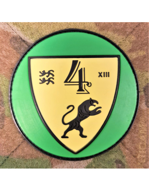 4/XIII/Slesvigske Fodregiment, rundt PVC mærke på velcro
