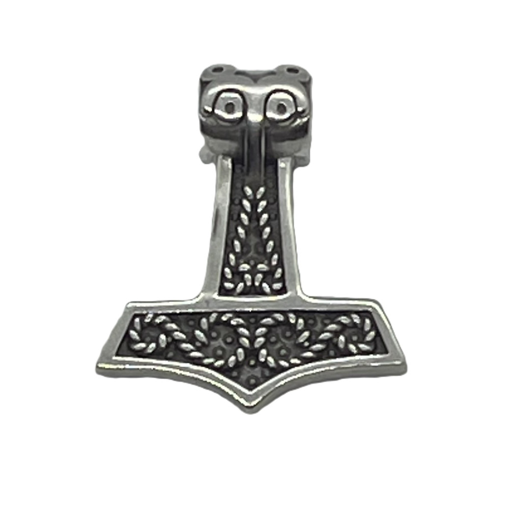 Thor's Hammer, Pendant, Rhodium Plated Sterling Silver Oxidized (21 x 24 mm)
