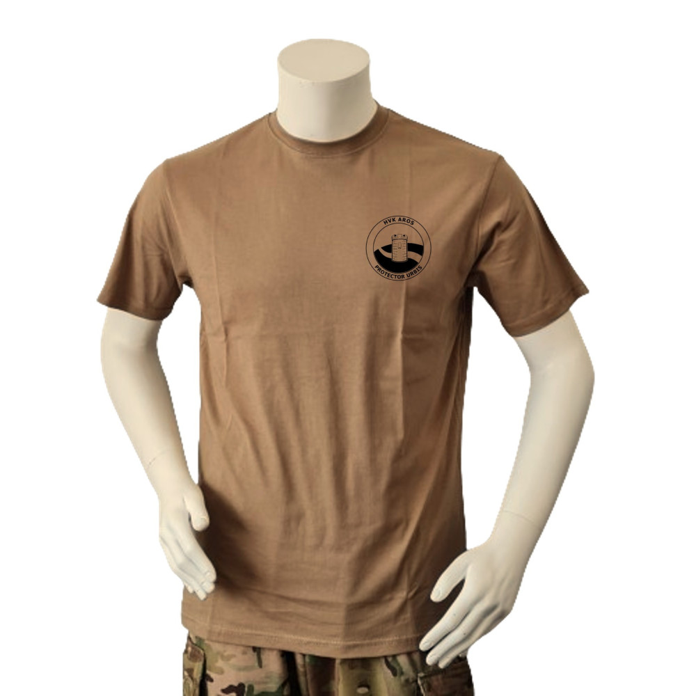 LANCER - T-shirt, MTS-Khaki m. HVK Aros, tryk på bryst