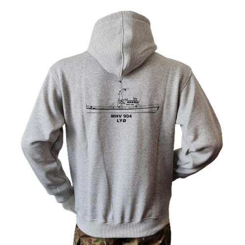 LANCER - Hoodie, Grå med MHV 904 Lyø, tryk på ryg