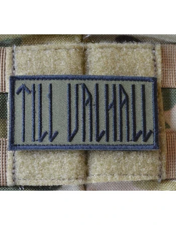 TILL VALHALL Patch, Svenska, Svart / Grön 4 x 8cm