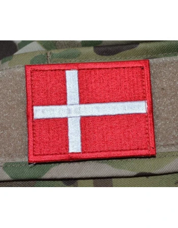 Dannebrog, stor med Velcro, Rød/hvid