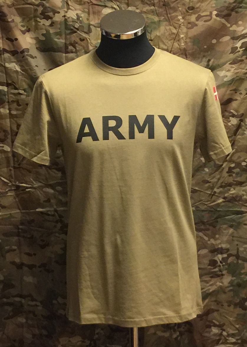 MLV - T-shirt med ARMY og Dannebrog, MTS-Khaki - OUTLET - INF-WEAR