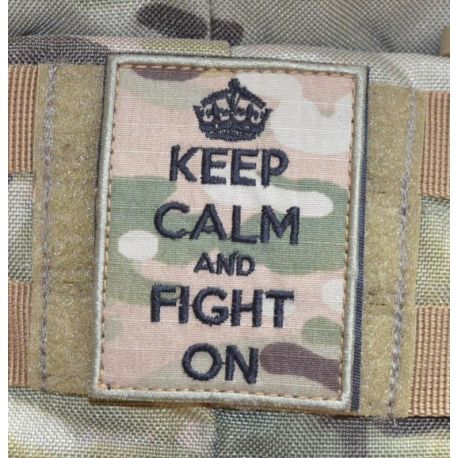 KEEP CALM and FIGHT ON Patch - MultiCam med velcro