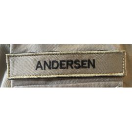 4 pcs Name tag, Velcro, black text on khaki