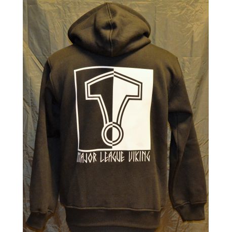 Major League Viking - Hoodie with Thors Hammer, Black/white