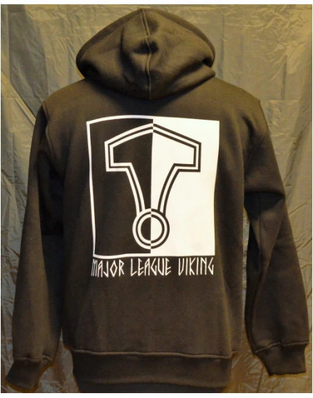 Major League Viking - Hoodie with Thors Hammer, Black/white