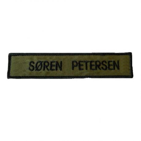 4 pcs Name tag, Velcro, black text on olive