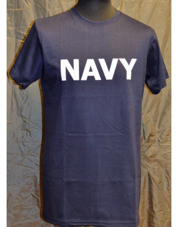 RAVEN - T-shirt, Marineblå med NAVY tryk på bryst